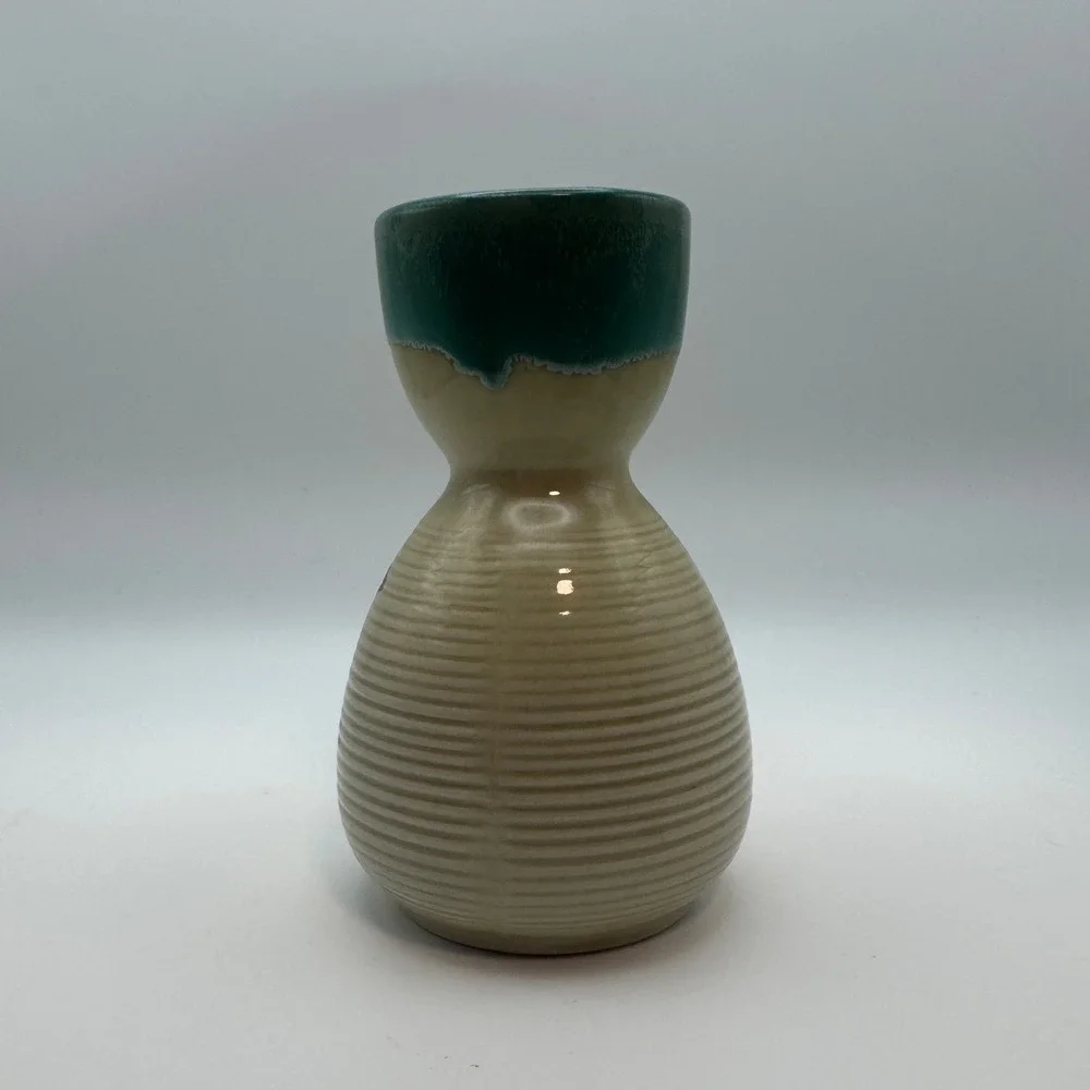 Vintage Kotobuki Japan Porcelain sake Carafe Cups Green Drip Glaze Asian Pottery